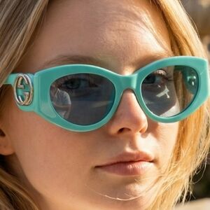 Gucci Designer Teal Semi Cat Eyes Classy Sunglasses Japan